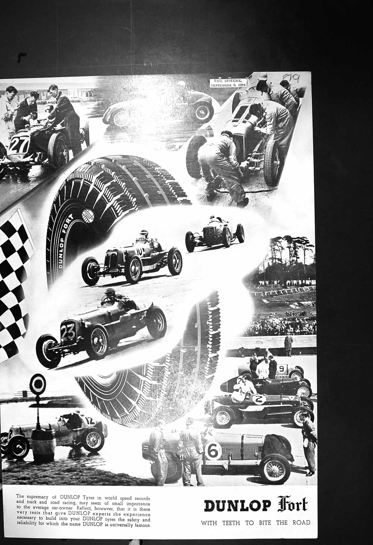 Old 1939 Advertisement Dunlop Fort Motor Cars Racing Waifs Strays Soc 20th