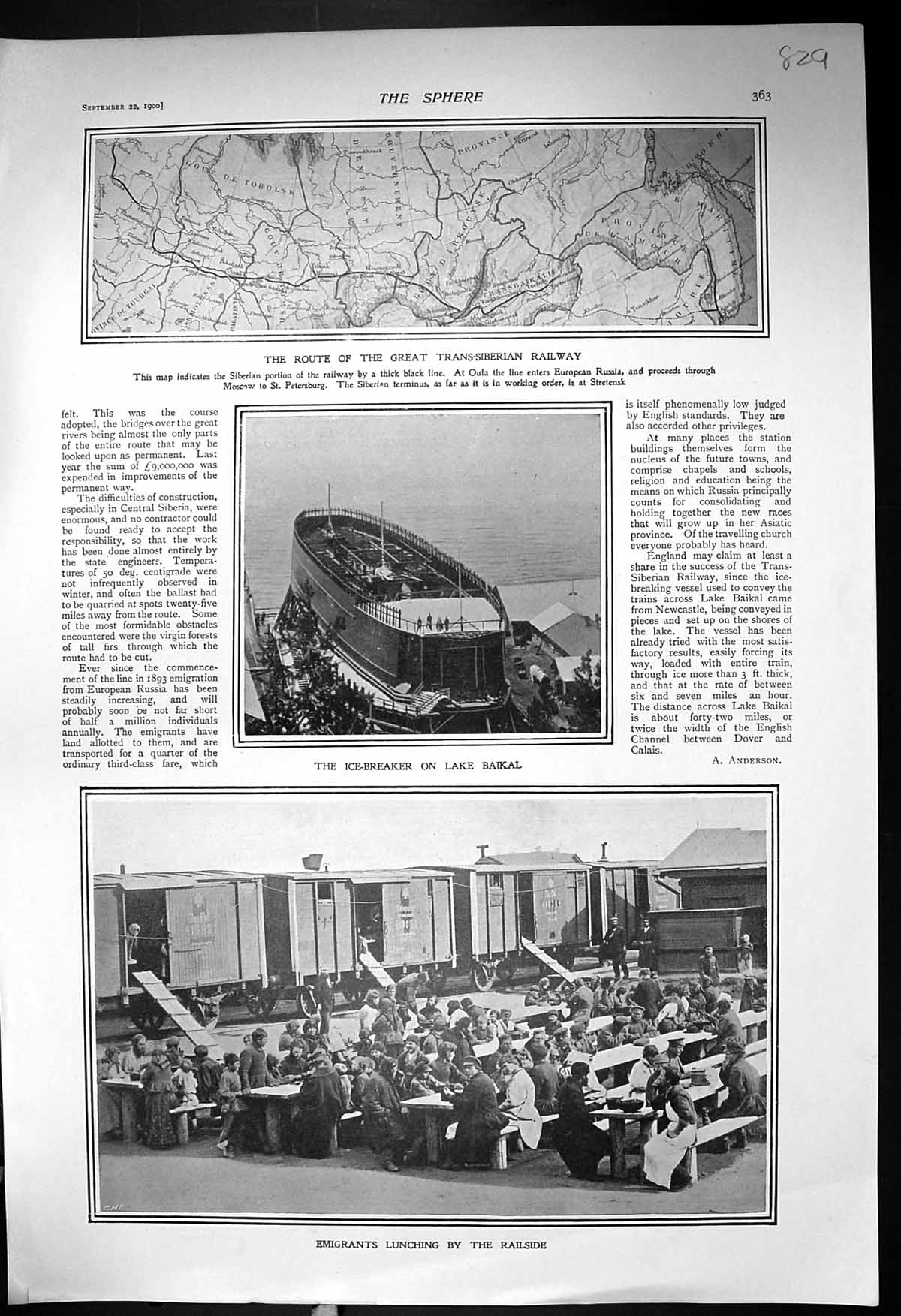 Old 1900 Trans-Siberian Railway Ice-Breaker Lake Baikal Emigrants Spu 20th