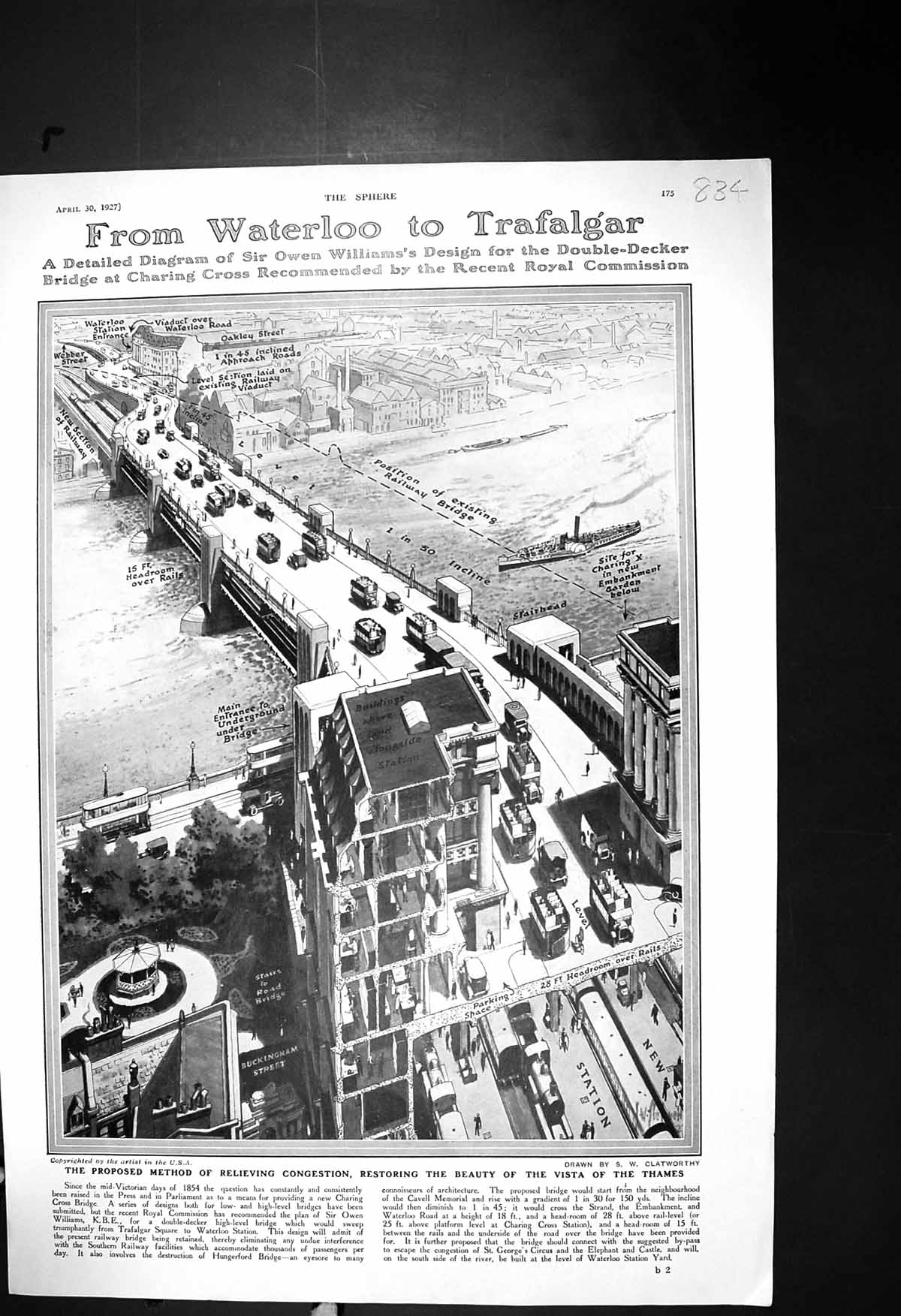 Old 1927 Owen Williams Bridge Charing Cross London Tenement Slums Ber 20th