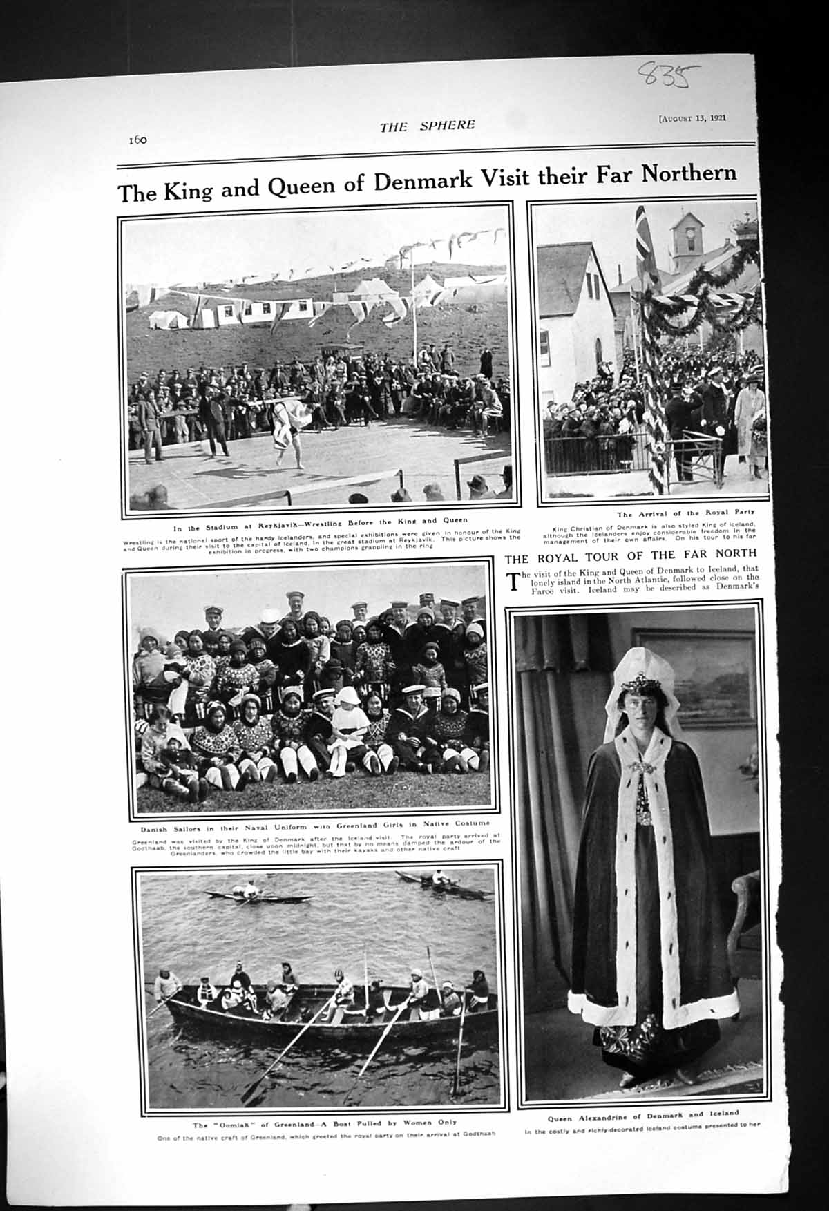 Old 1921 Queen Alexandrine Denmark Danish Sailors Oomiak Boat Aerodro 20th