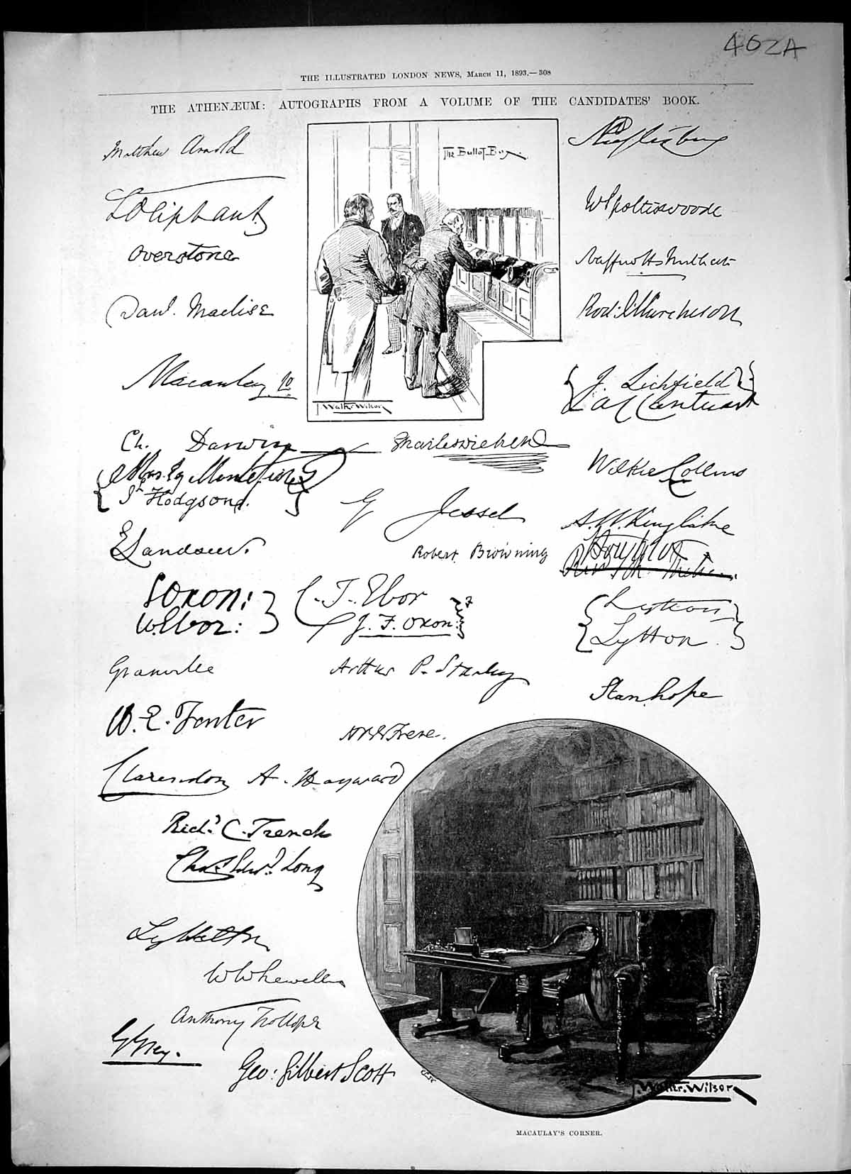 Old 1893 Athenaeum Autographs Candidates Book Macaulay Bridge Day Smi 19th