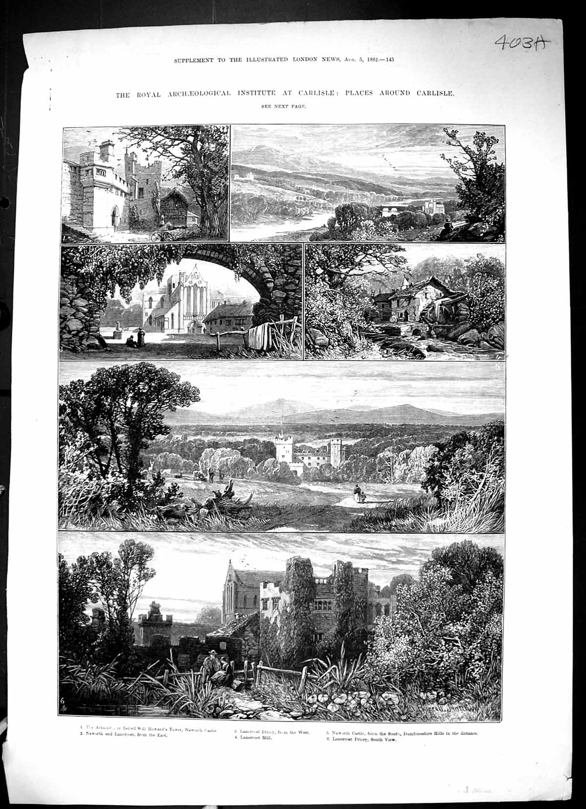 Old 1882 Carlisle Naworth Castle Lanercost Priory Penrith Brougham Ro 19th