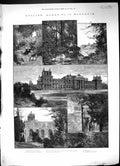 Old 1885 England Blenheim Chapel Prvate Gardens Cataract River GlymeVictorian