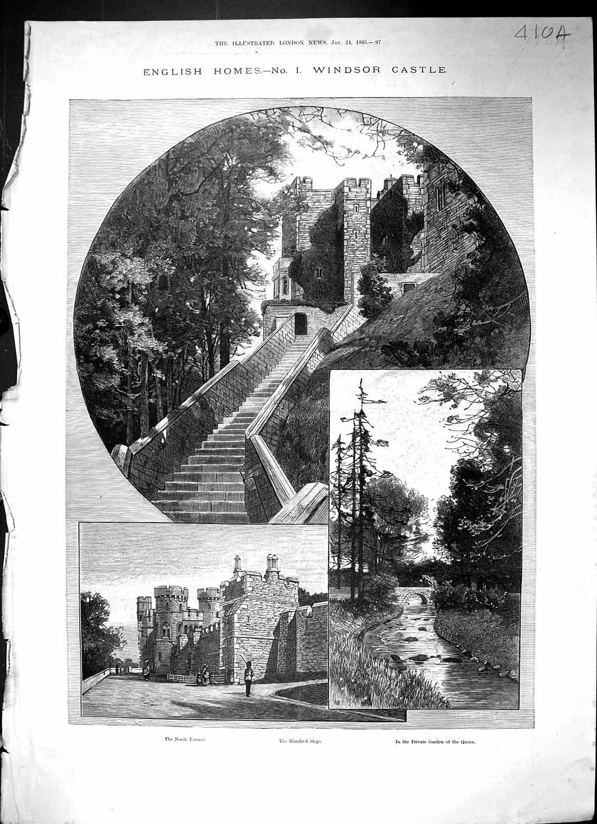 Old 1889 England Panshanger House Park Private Gardens Lake Architect 19th