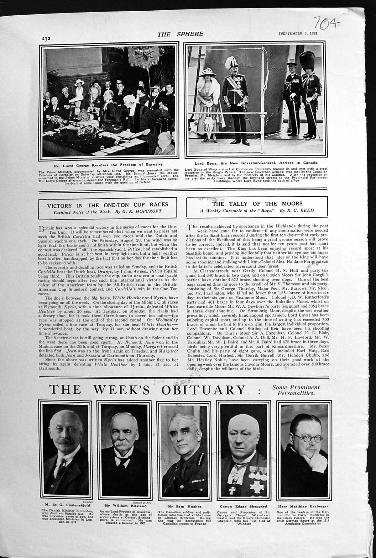 Antique Print 1921 Lloyd George Byng Canon Sheppard Erzberger CastenskjBils