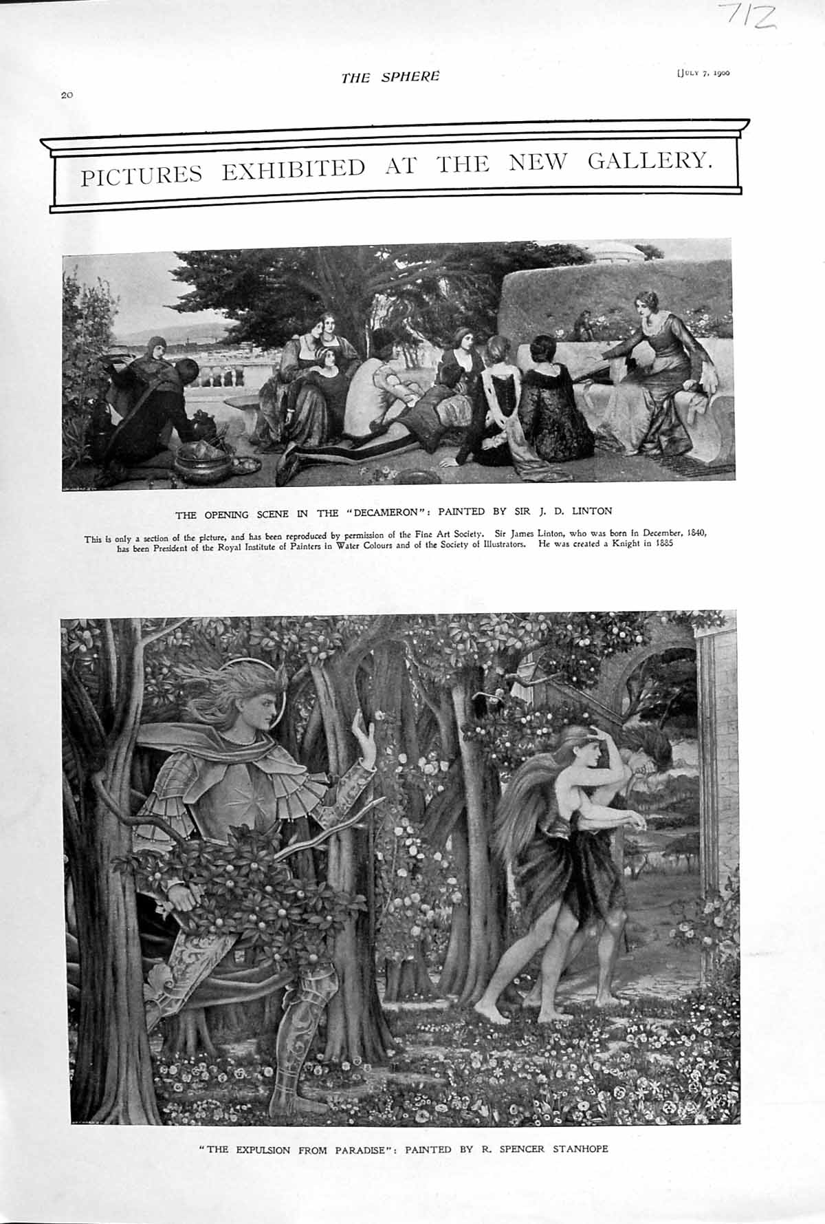 Old 1900 Gallery Pictures Opening Scene Decameron Expulsion Paradise Victorian