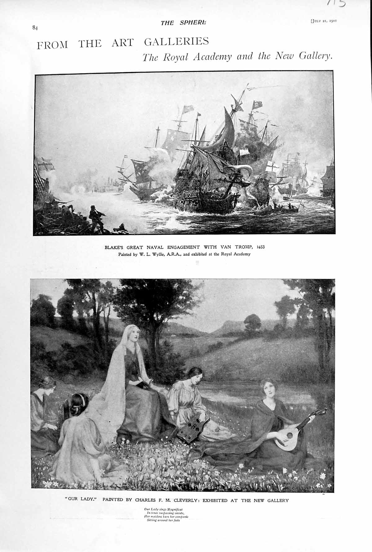 Old 1900 Ships Scene Blake Great Naval Engagement Van Tromp Our Lady Victorian