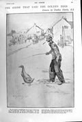 Original Old Antique Print 1900 Poor Man Goose Laid Gen Eggs Dudley Hardy 20th