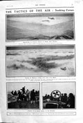 Old Print 1917 War Aeroplane C227 Misty Weather Clouds Seeking Cover Bron 20th