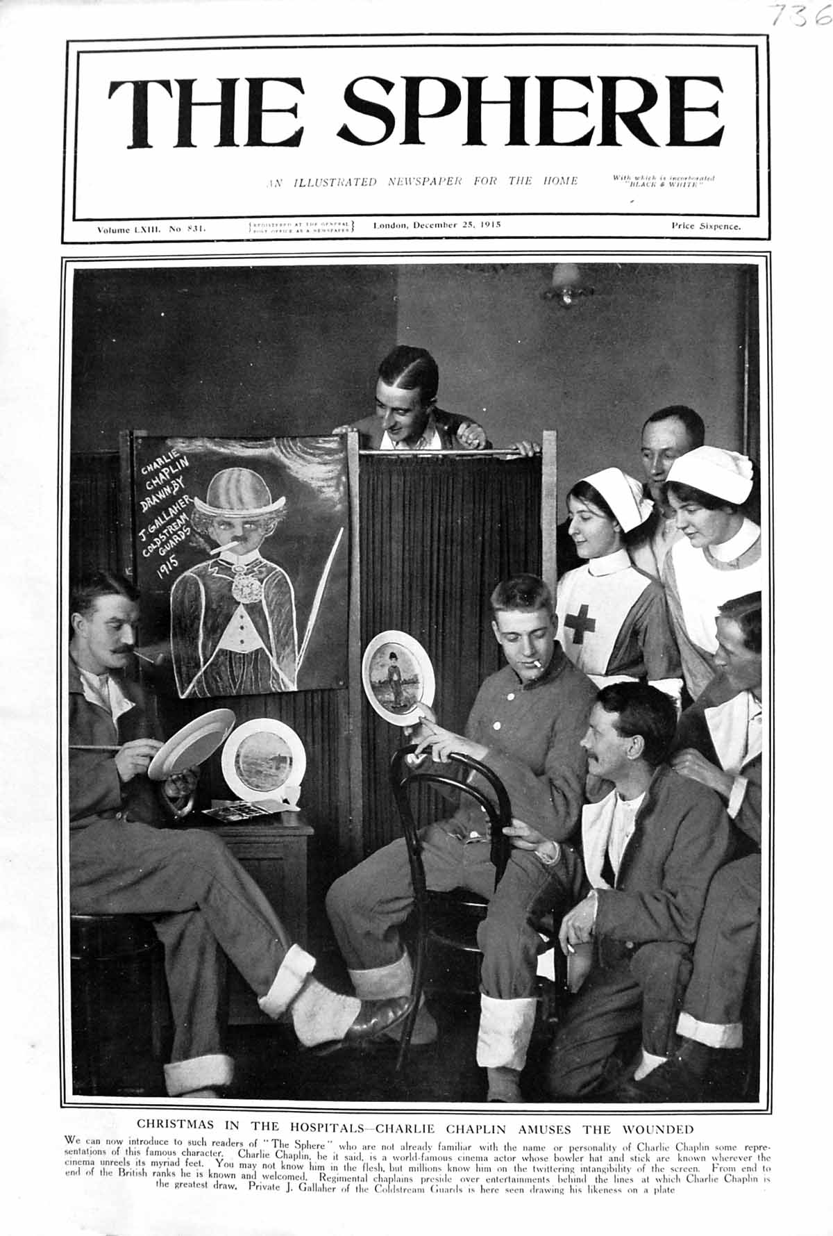 Old 1915 Christmas Hospital Charlie Chaplin Entertainment Gallaher Co 20th
