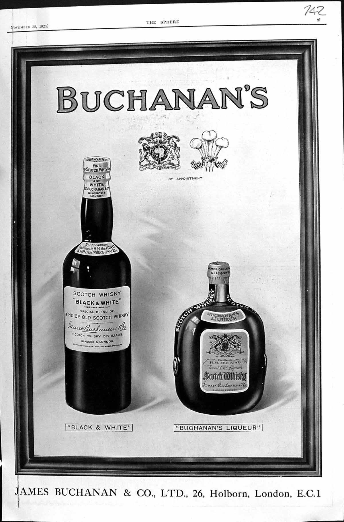 Antique Print 1925 Advertisement Jame Buchanan'S Black White Scotch Whisky 20th