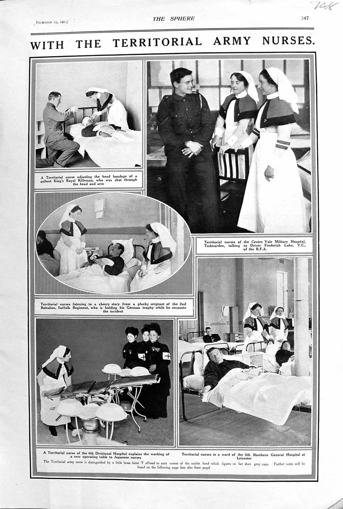 Old 1915 Territorial Army Nurses War Vale Hospital King'S Royal Rifle 20th