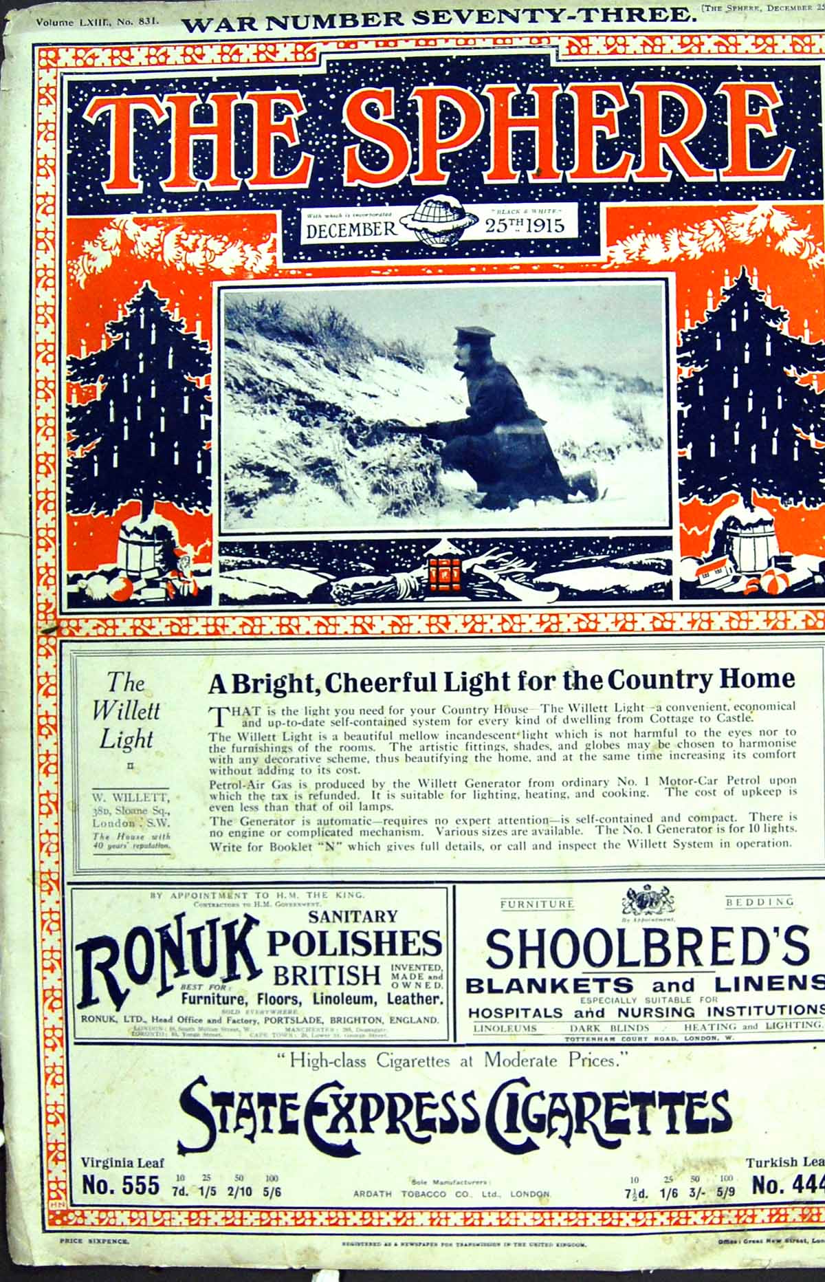 Antique Old Print Colour 1915 Advertisement Sphere Cigarettes Willett Ronuk