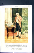 Antique Old Print Colour 1927 Advertisement Dewars Scotch Whisky The Butler
