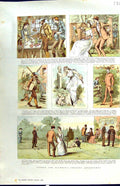 Original Old Antique Print Colour Stodge Scumble Country Adventures Tennis Art
