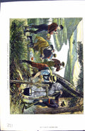 Antique Old Print Colour 1872 Englishmen Colorado Fishing Camp Fire America