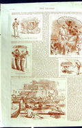 Old Antique Print Colour 1885 Henley Regatta River Boats Sport Carriage 19th