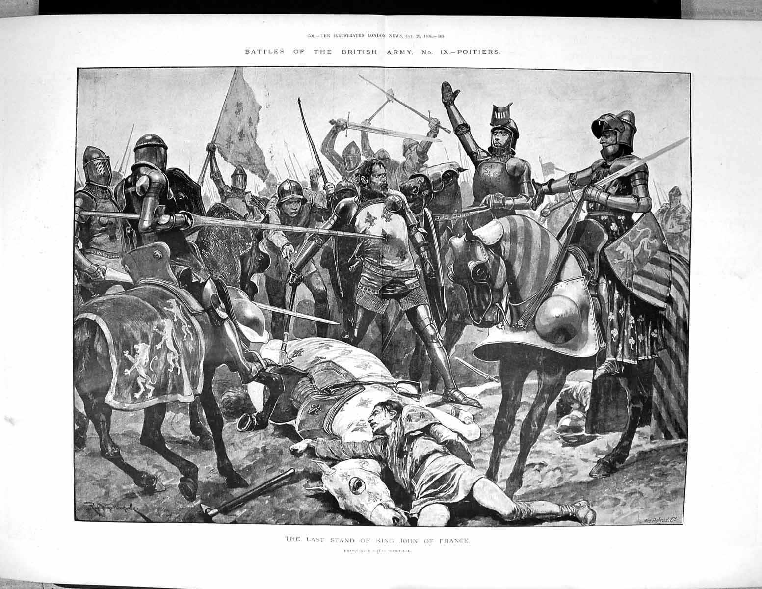 Old 1894 British Army Battles War Last Stand King John France Poitier 19th