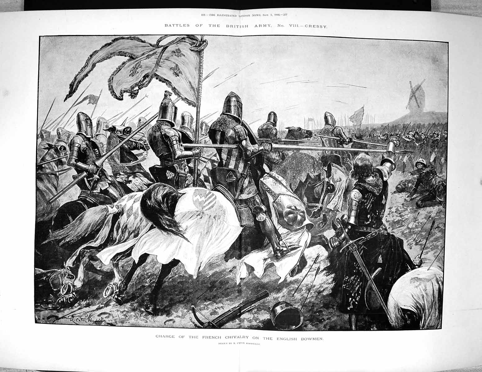 Old 1894 Battles British Army Cressy Charge French Siers English BVictorian
