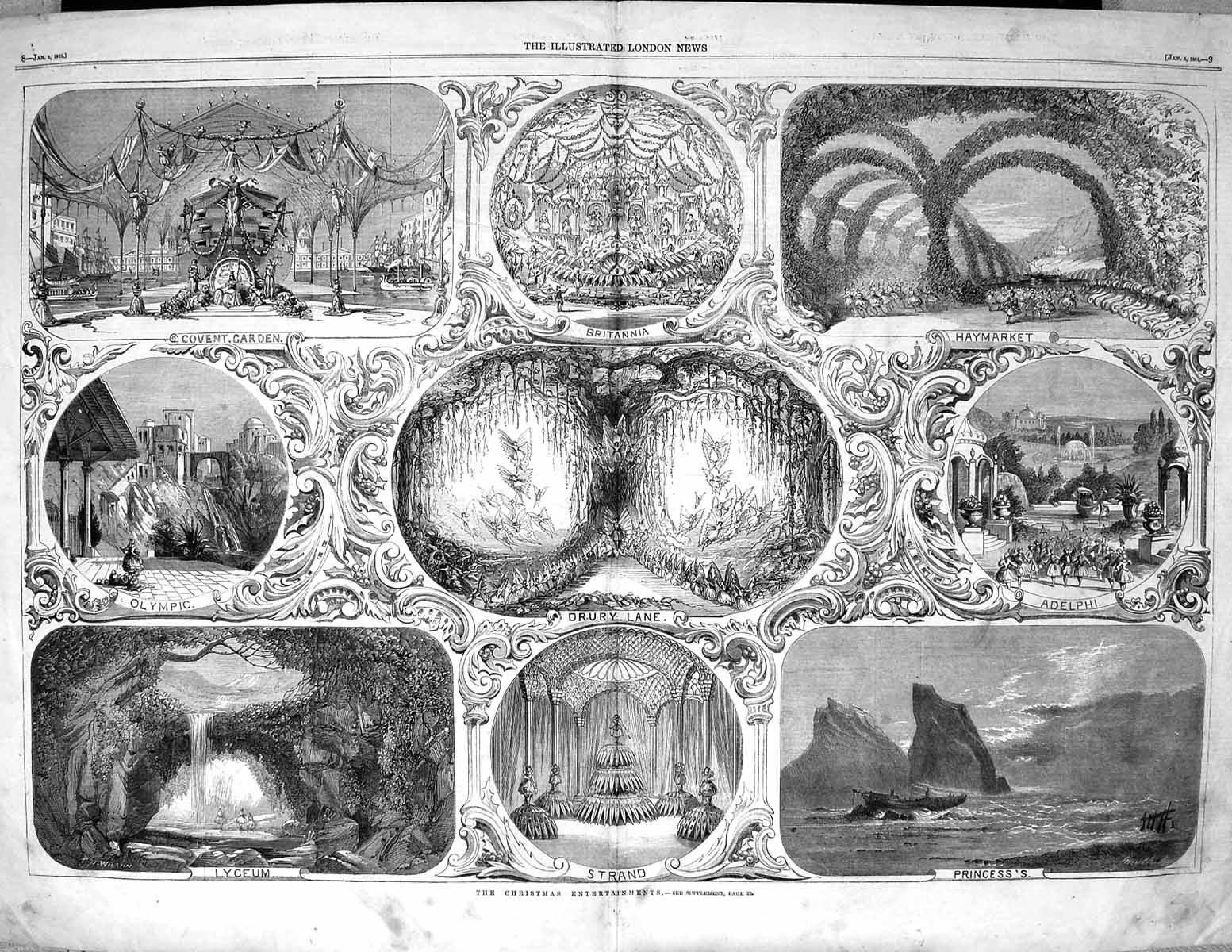 Old 1861 Christmas Theatre Drury Britannia Haymarket Princess'S Coven 19th