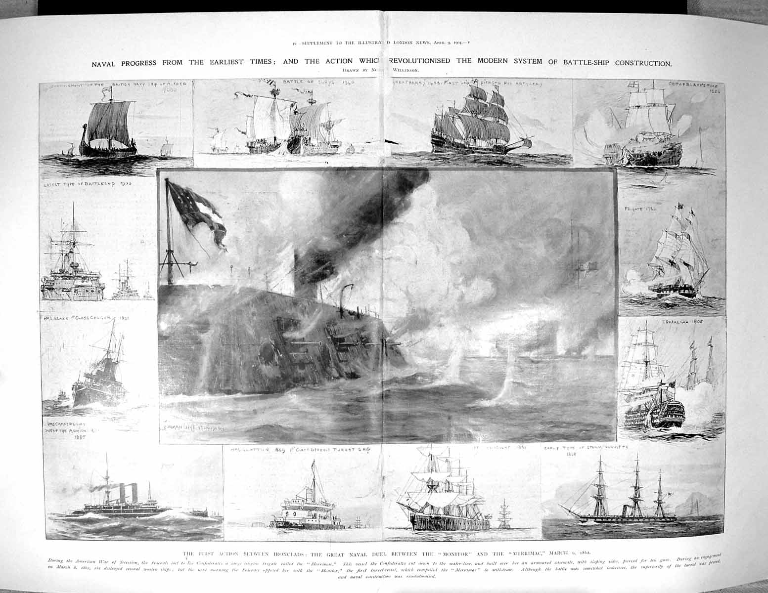 Old 1904 Navy Ships Monitor Merrimac Agincourt Camperdown Blake Trafa 20th