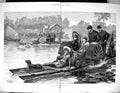 Antique Old Print 1881 Royal Picnic Virginia Water River Steamers Damaged 19th