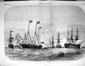 Antique Old Print 1856 Naval Review Ship Pivot-Ships Nab Portsmouth Weedon