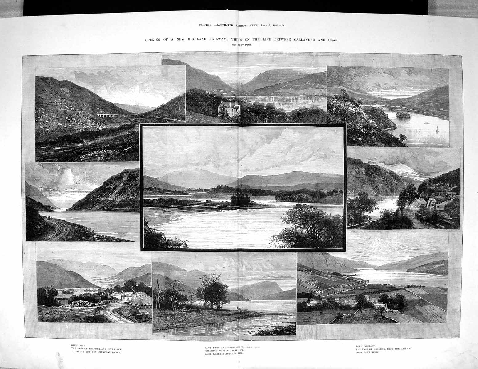 Old 1880 Scotland Railway Callander Oban Loch Dochart Earn Kilchurn C 19th