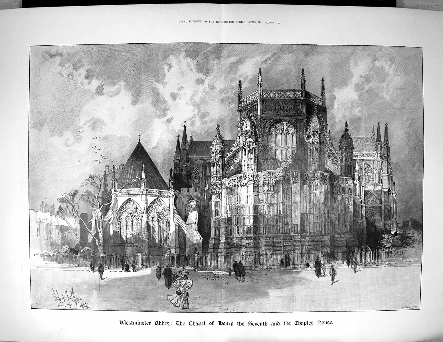 Old 1897 Exterior Westminster Abbey Chapel Henry Chapter House Archit 19th