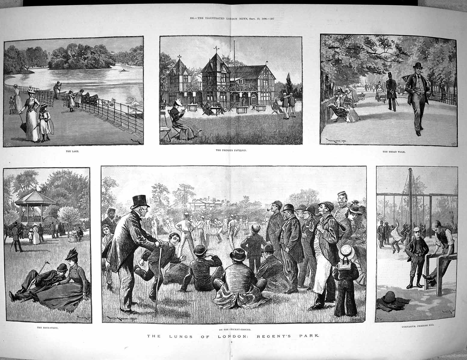 Old 1890 London Regents Park Cricket Prince'S Pavilion Primrose HillVictorian