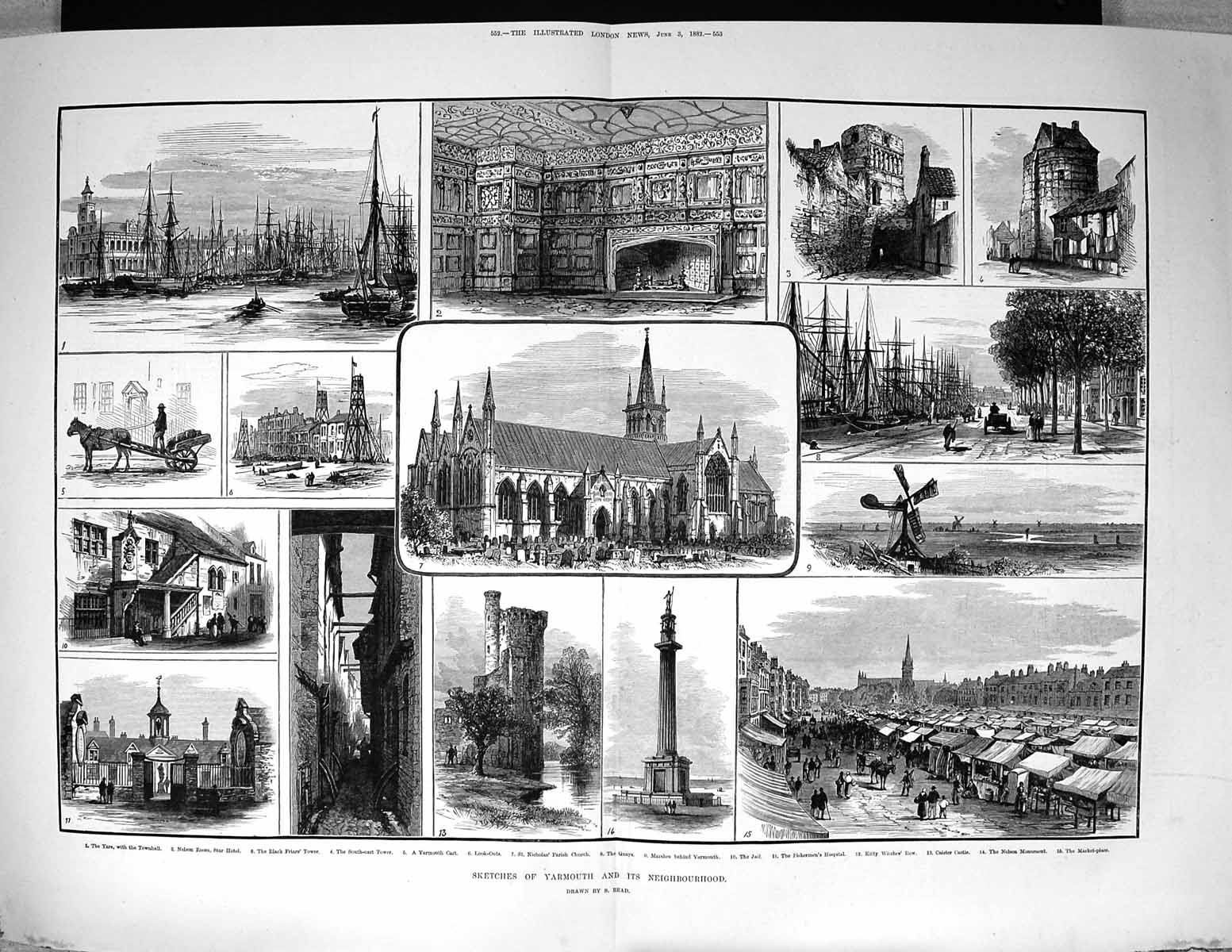 Old 1882 Yarmouth Nicholas Church Fishermen'S Hospital Castle NelsonVictorian