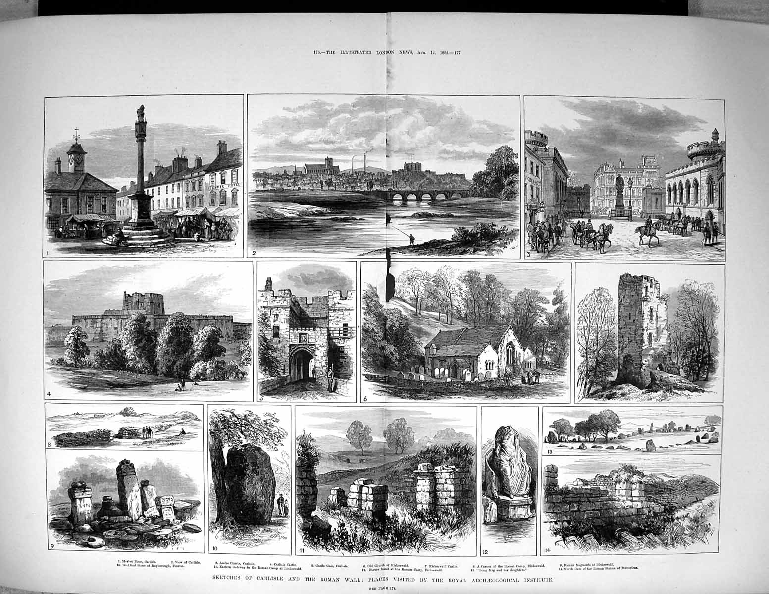 Old 1882 Carlisle Roman Wall Castle Church Kirkoswald Assize Court Bi 19th
