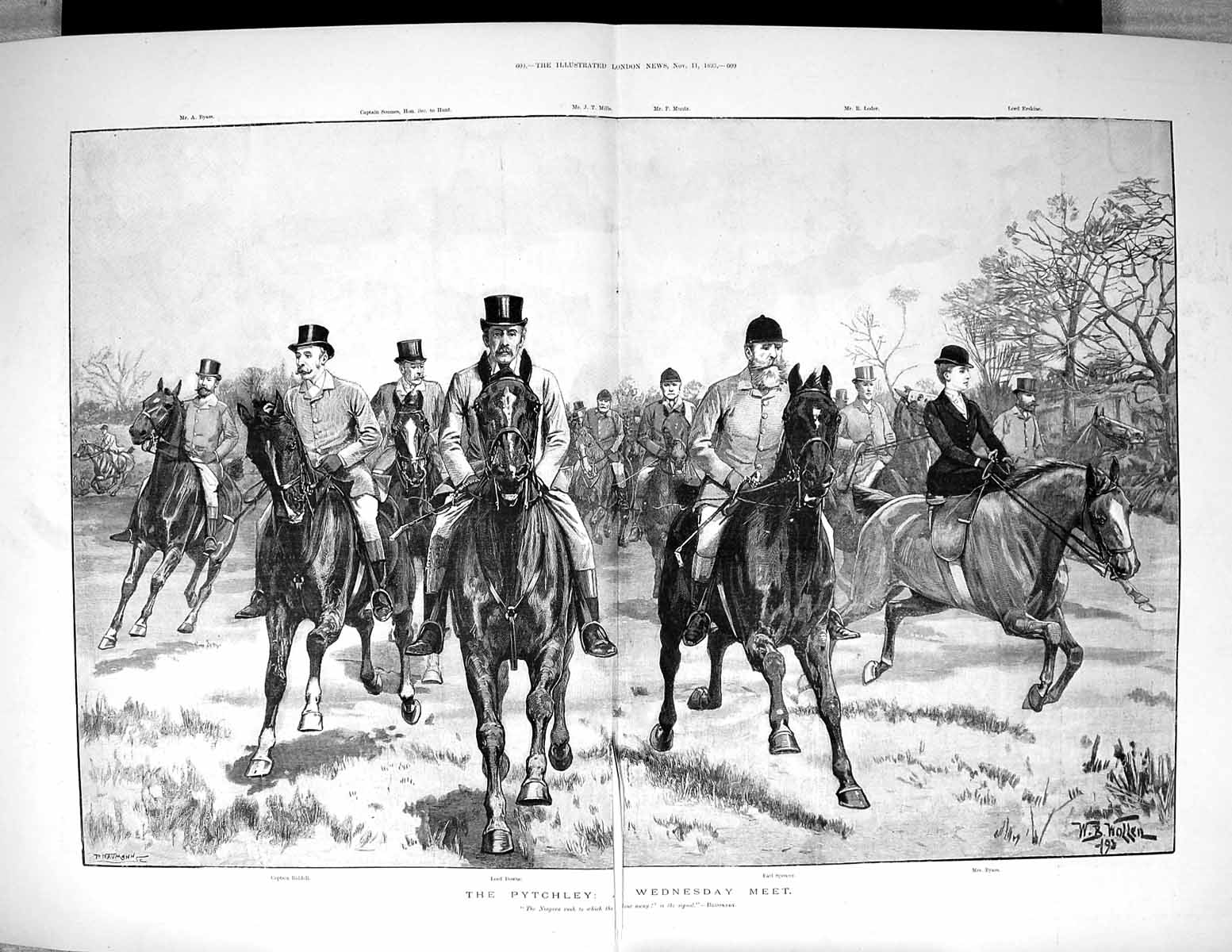 Old 1893 Pytchley Huntingbyass Earl Spencer Lord Downe Captain Riddel 19th