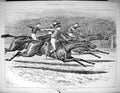 Original Old Antique Print 1889 Horse Racing Sport Jockeys Spectators Sturgess