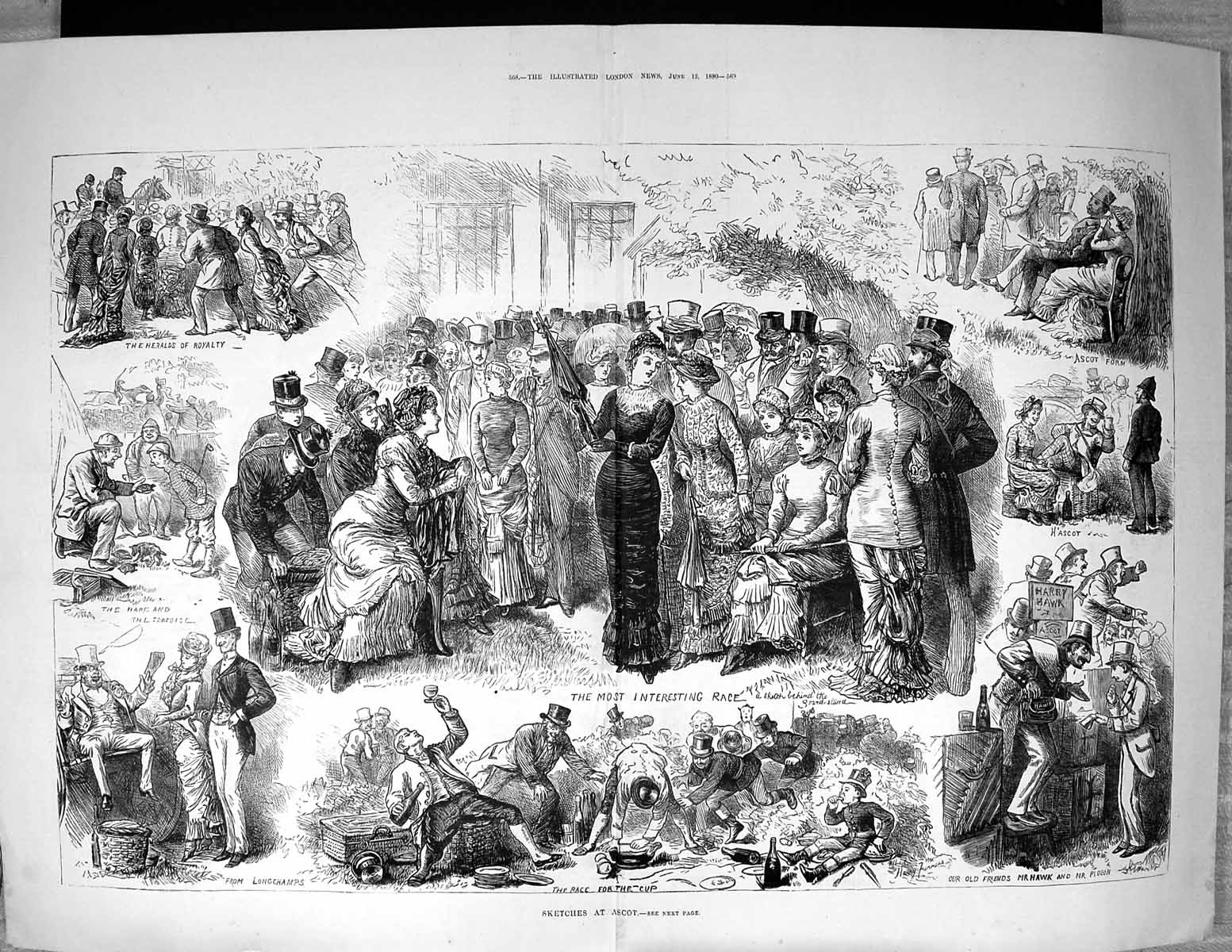 Old 1880 Ascot Horse Racing Harry Hawk Pigeon Sport Betting Longchamp 19th