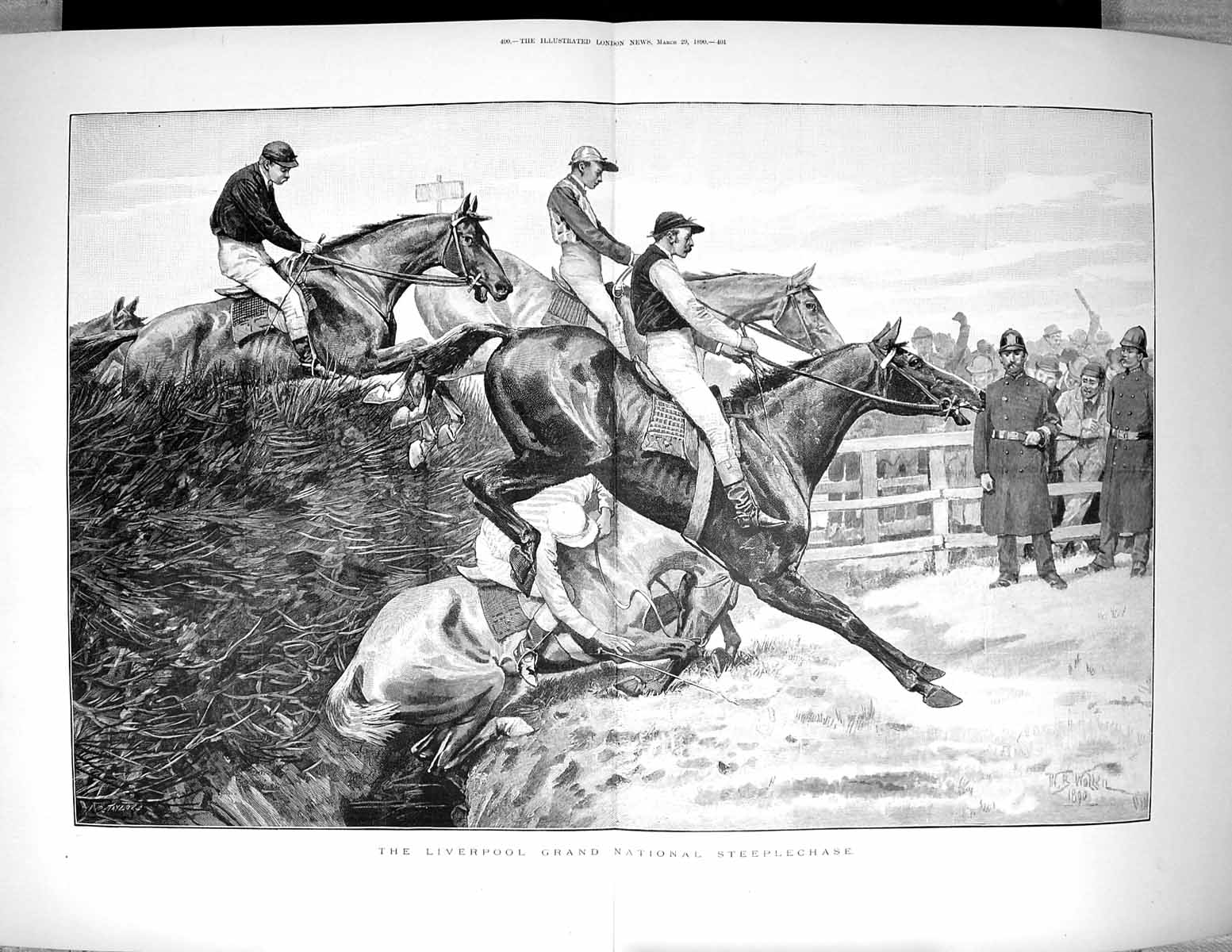 Old 1890 Liverpool Grand National Steeplechase Horse Racing Sport Wol 19th