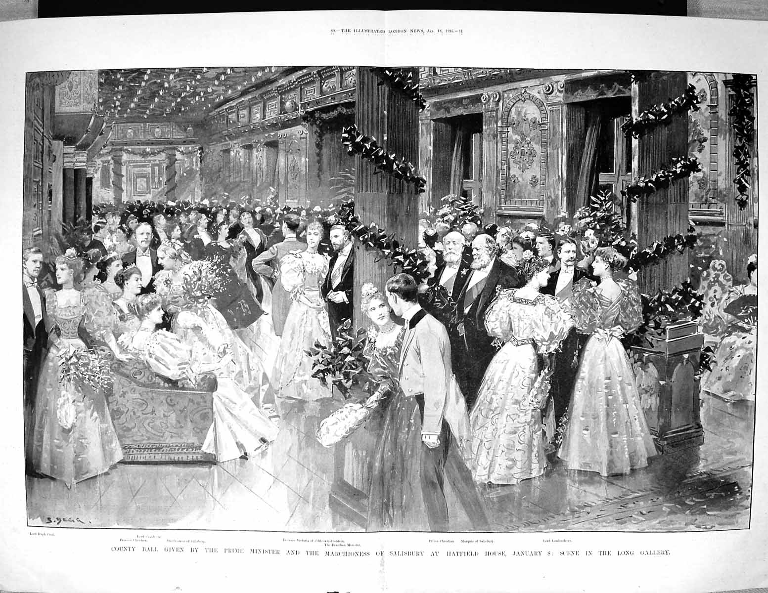 Old 1896 County Ball Prime Minister Marchioness Salisbury Hatfield Ho 19th