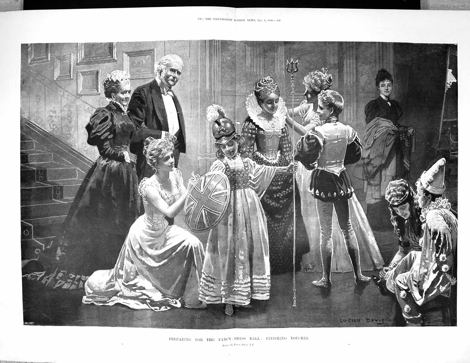 Antique Print 1898 Costume Fancy Dress Ball Children Lucien Davis Fine Art