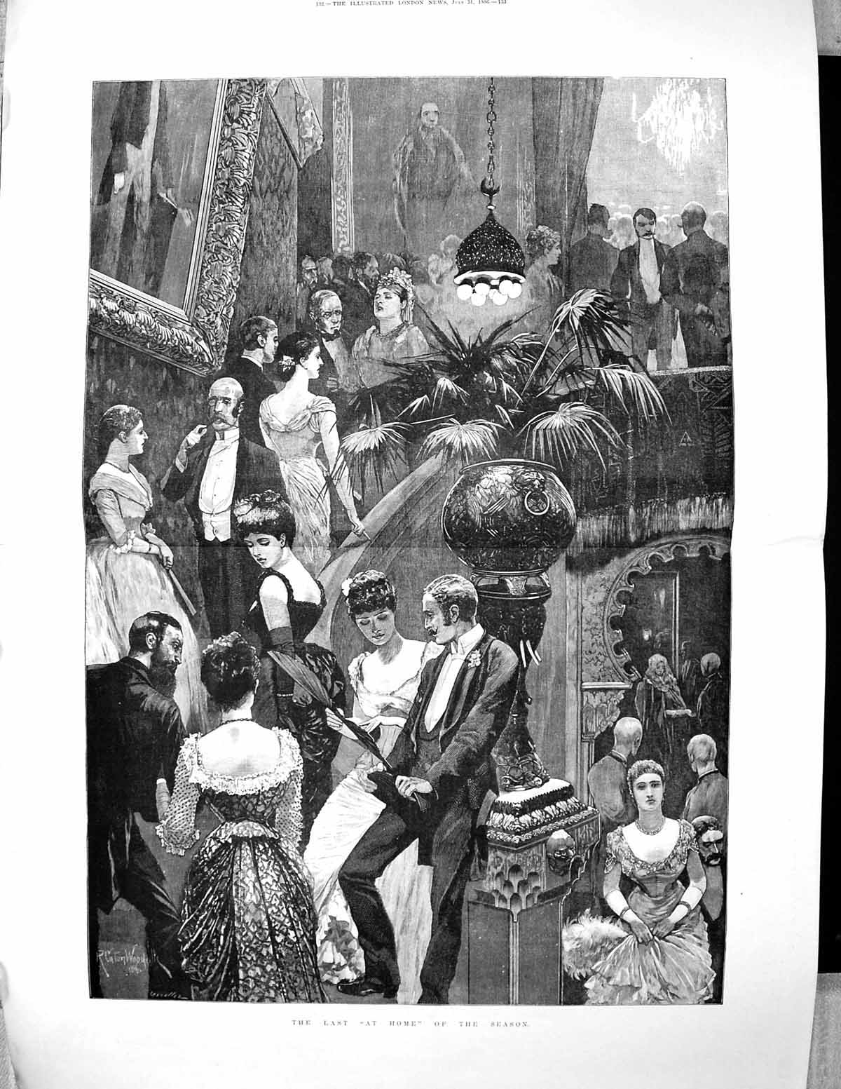 Antique Old Print 1886 Home Season Romance House Stairs Woodville Fine Art