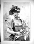 Antique Old Print 1897 Butterflies Beautiful Woman Net Ballavoine Fine Art