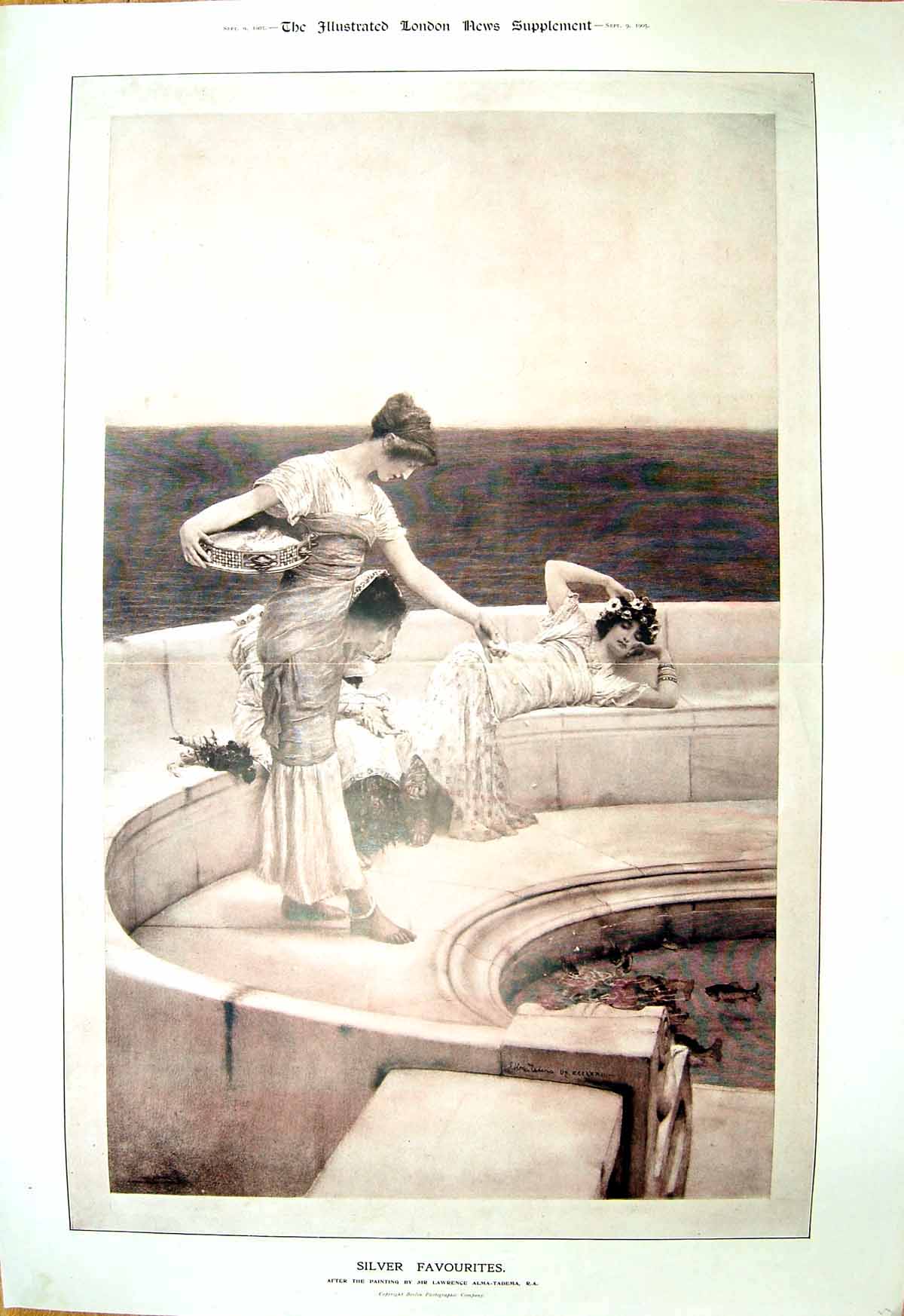 Old 1905 Silver Favourites Ladies Bath Resting Lawrence Alma-Tadema 20th