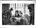 Original Old Antique Print 1884 Leaving Home Family Table Chair House Fine Art