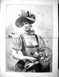 Old 1897 Beautiful Woman Butterflies Net John Davidson Ballavoine Fin 19th
