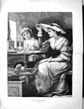 Old Print 1885 Fashions Woman Young Girl Dressing Table Marcella Walker 19th