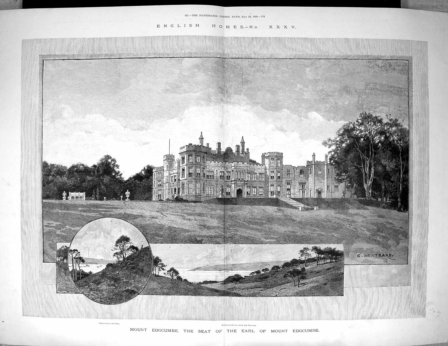 Old 1894 Mount Edgcumbe Earl Plymouth Sound England Architecture Mont 19th