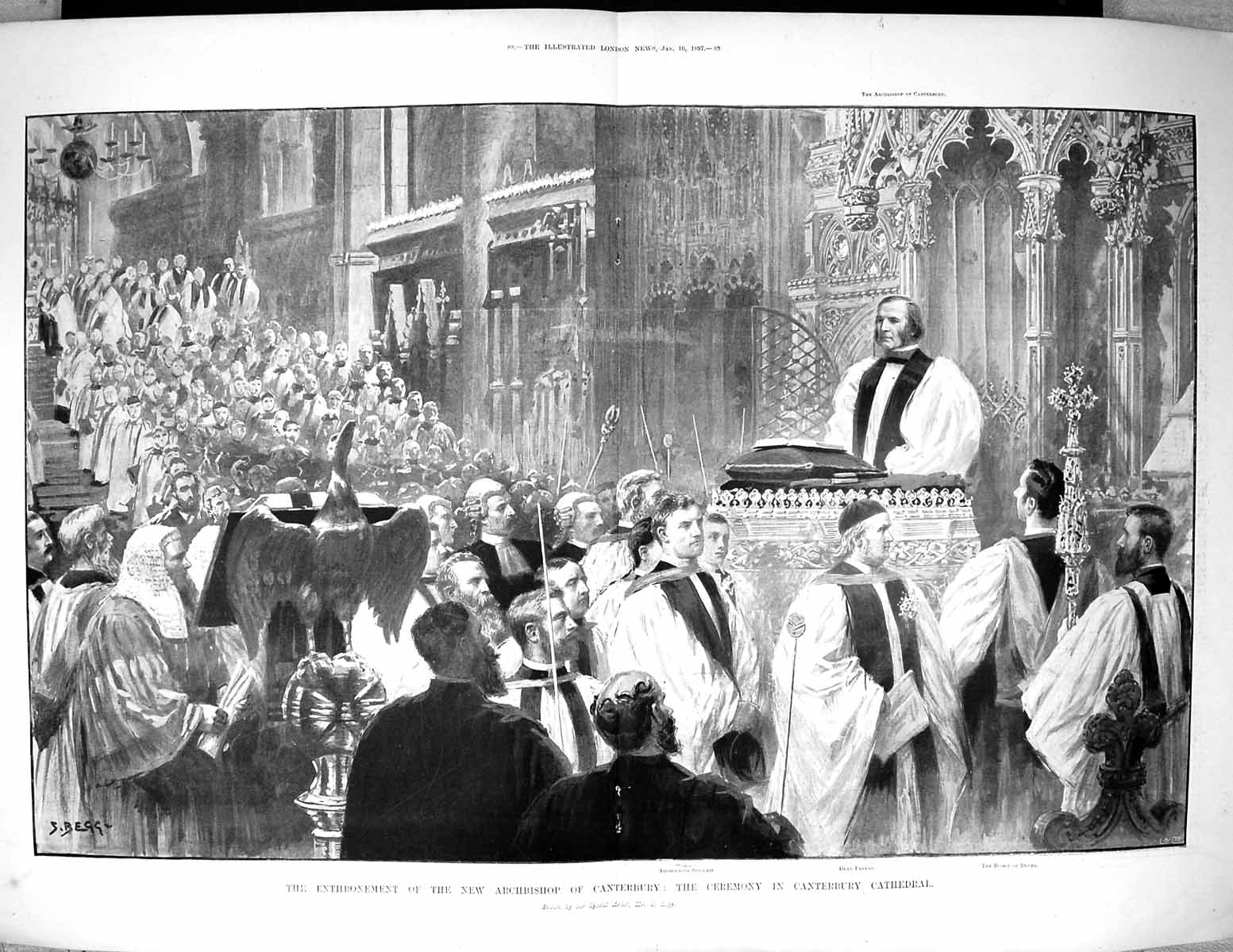 Old 1897 Enthronement Archbishop Canterbury Cathedral Bishop Dover Si 19th