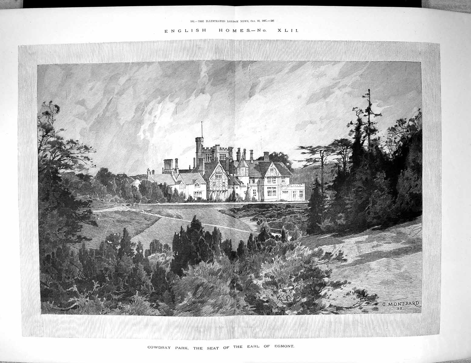 Old 1897 Exterior Cowdray Park Earl Egmont England Architecture Montb 19th