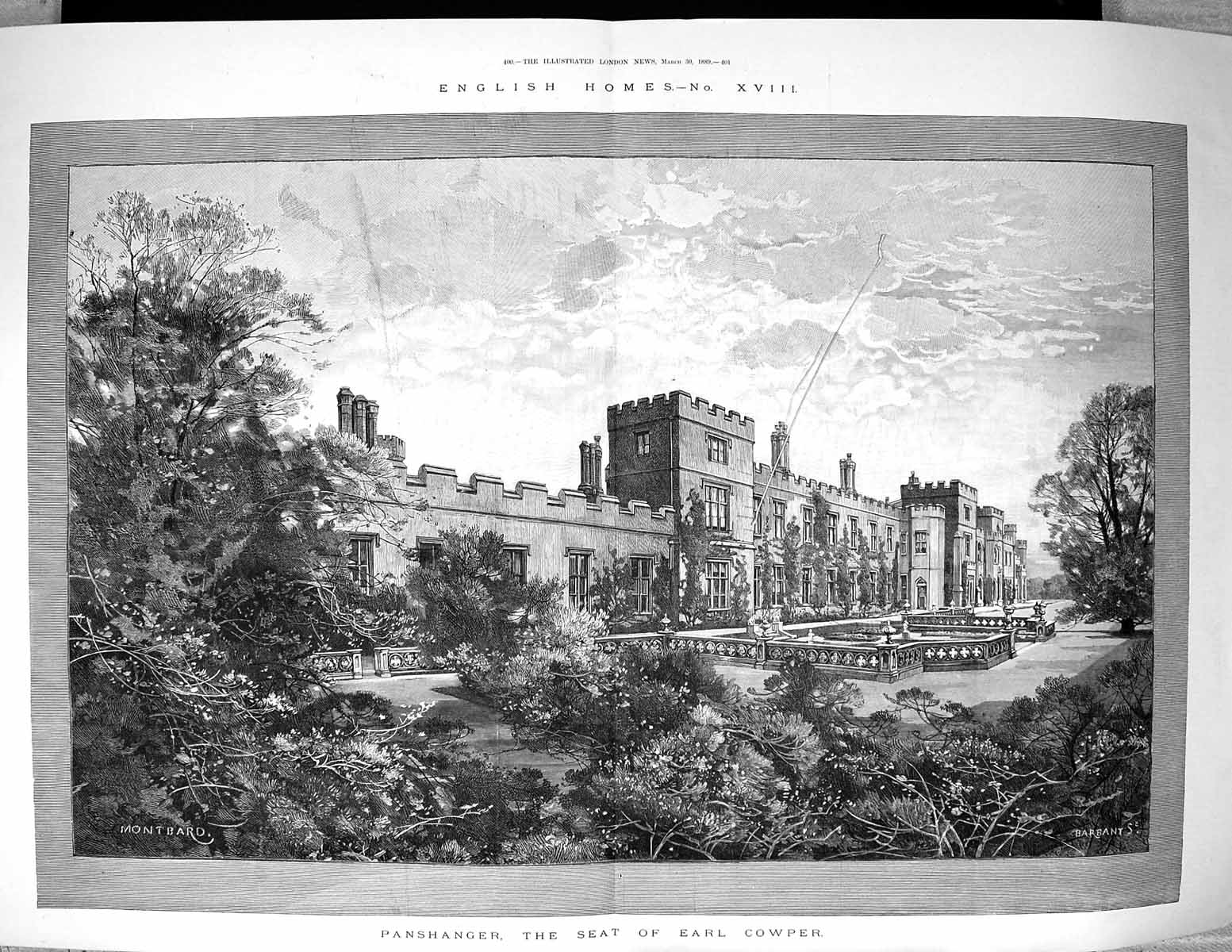 Old 1889 Panshanger Earl Cowper England Architecture Barbants Fine Ar 19th