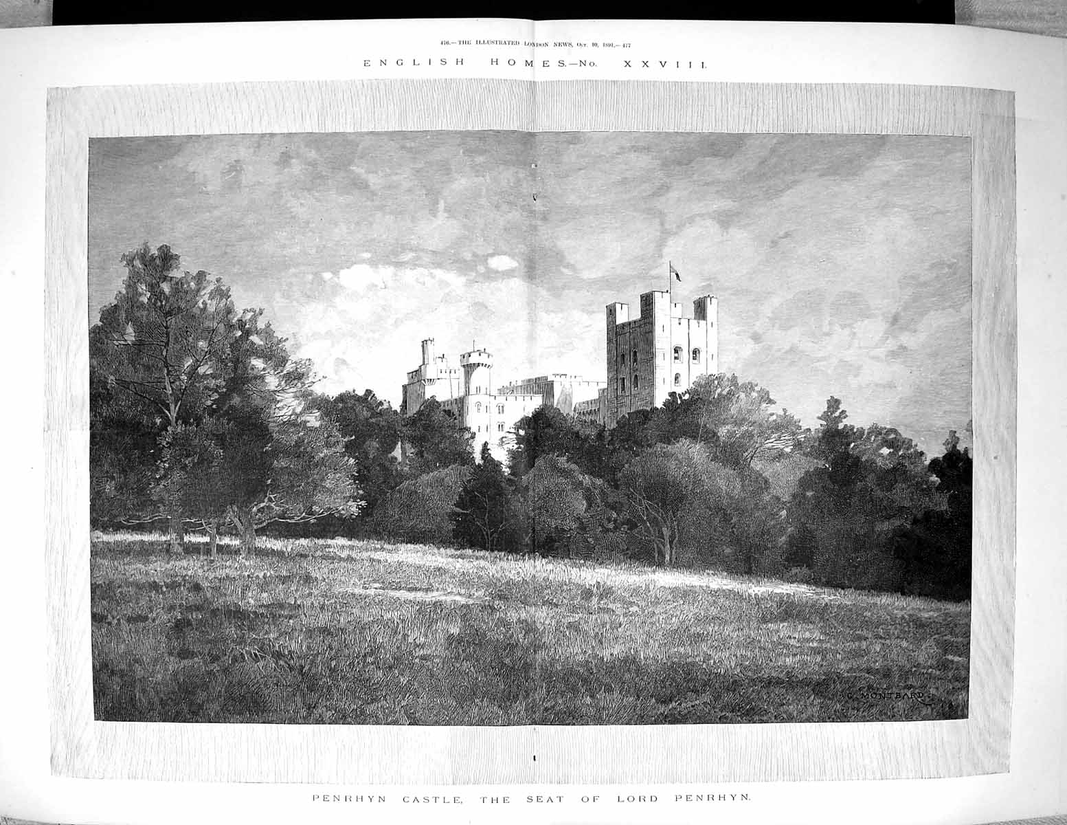 Old 1891 Exterior Lord Penrhyn Castle England Architecture Montbard F 19th