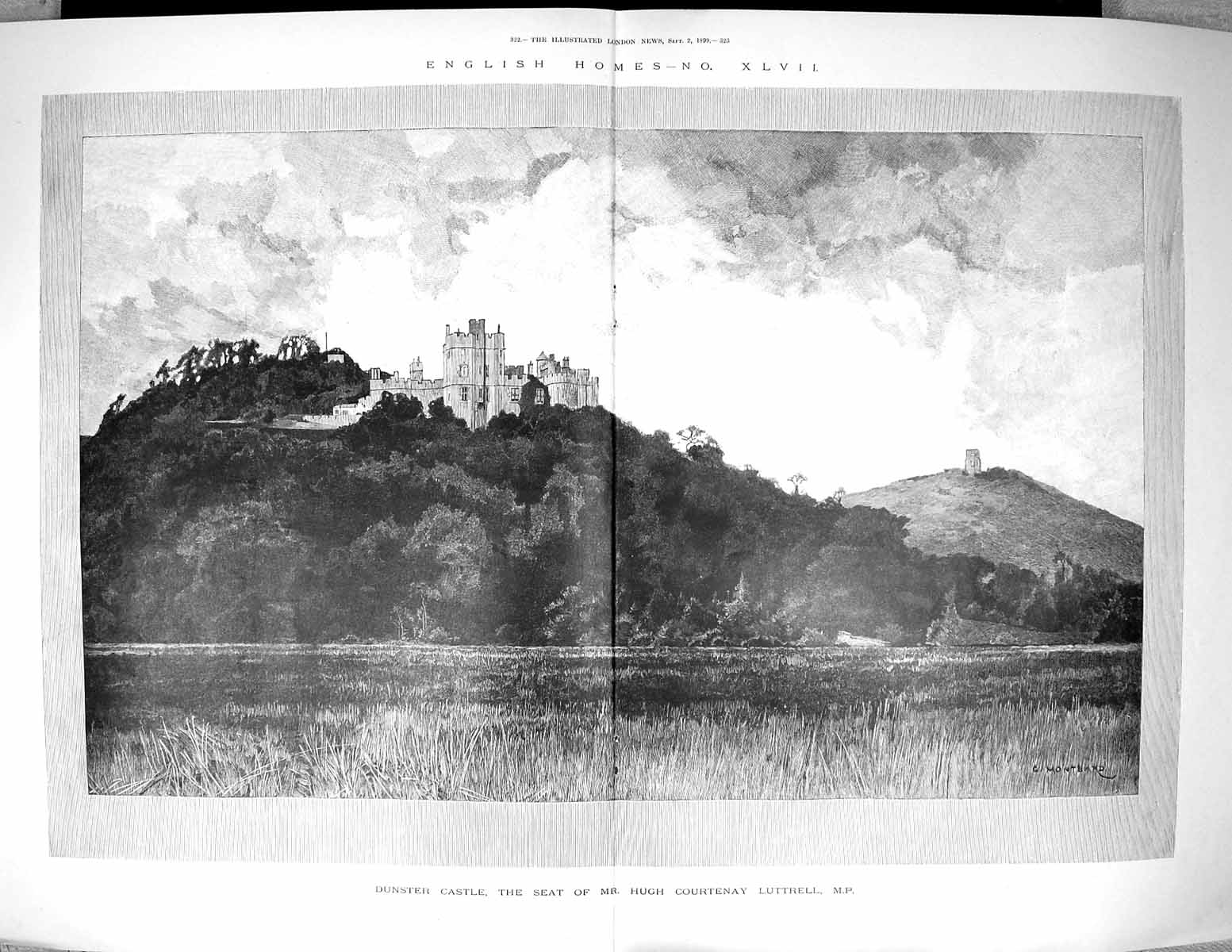 Old 1899 Dunster Castle Hugh Courtenay Lutterell England Architecture 19th